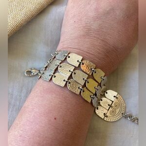 Brighton Marrakesh Soleil Hammered Silver Tone Statement‎ Bracelet